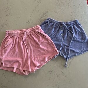 DONNI. Pink and Blue Athletic Shorts